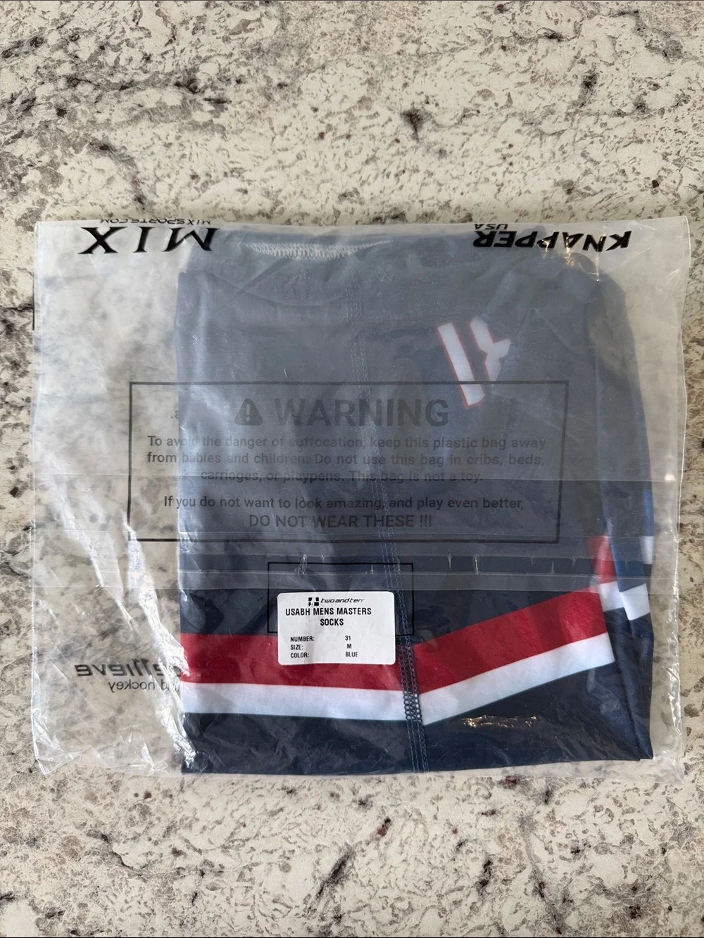 Men's Pro Style USA Red White Navy Hockey Socks